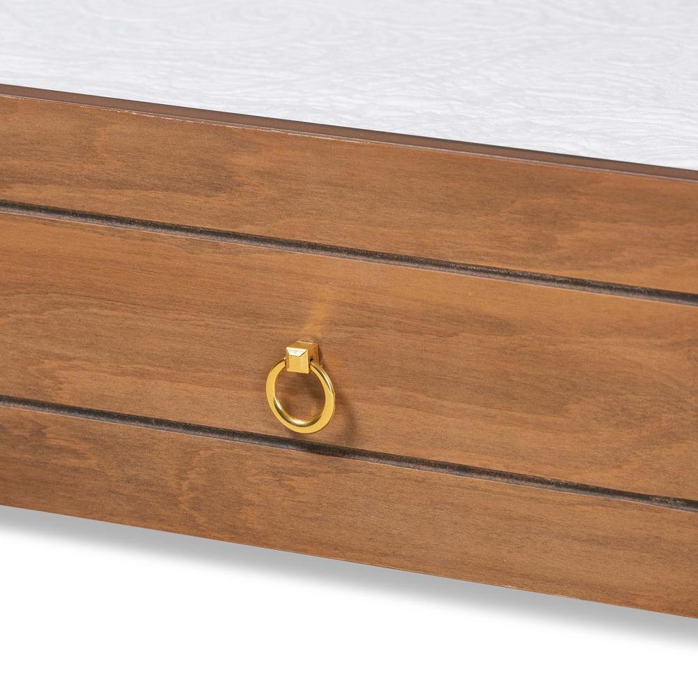 Alya Classic Traditional Farmhouse Walnut Brown Finished Wood Twin Size Trundle