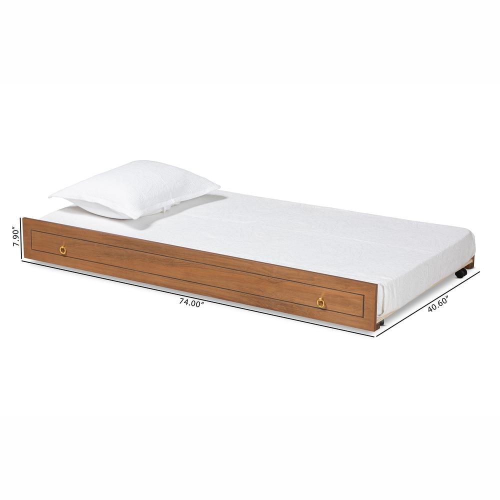 Alya Classic Traditional Farmhouse Walnut Brown Finished Wood Twin Size Trundle