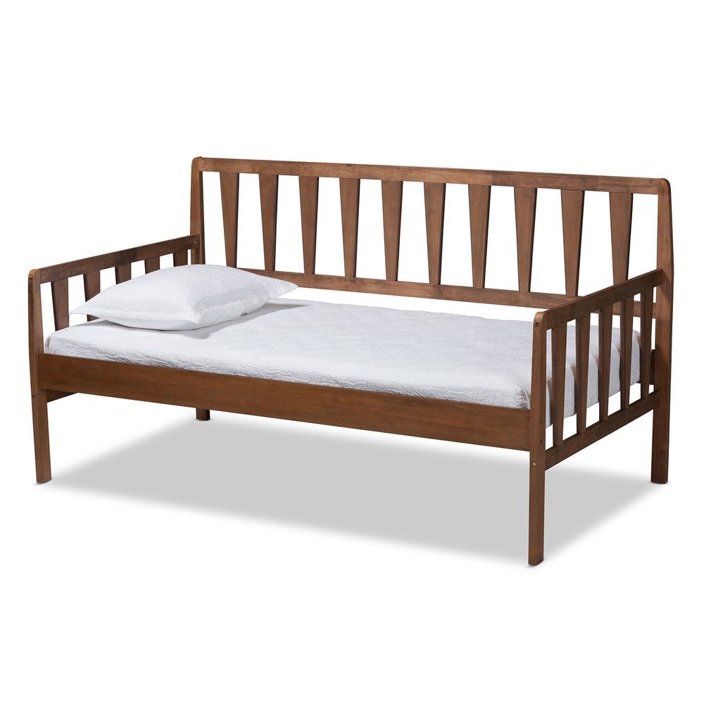 Transitional Walnut Brown Finished Wood Twin Size Daybed
