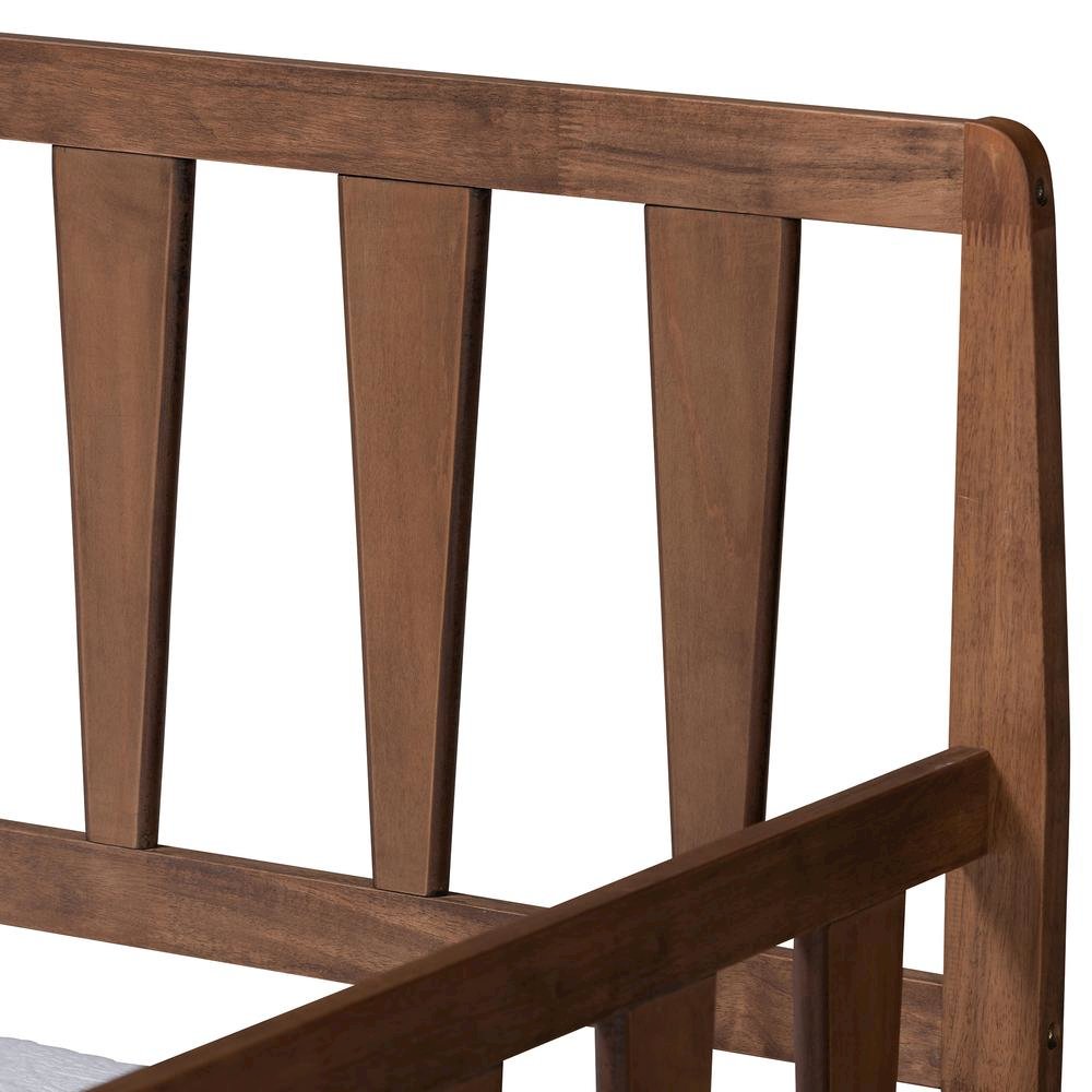 Walnut Brown Finished Wood Twin Size Daybed with Roll-Out Trundle Bed