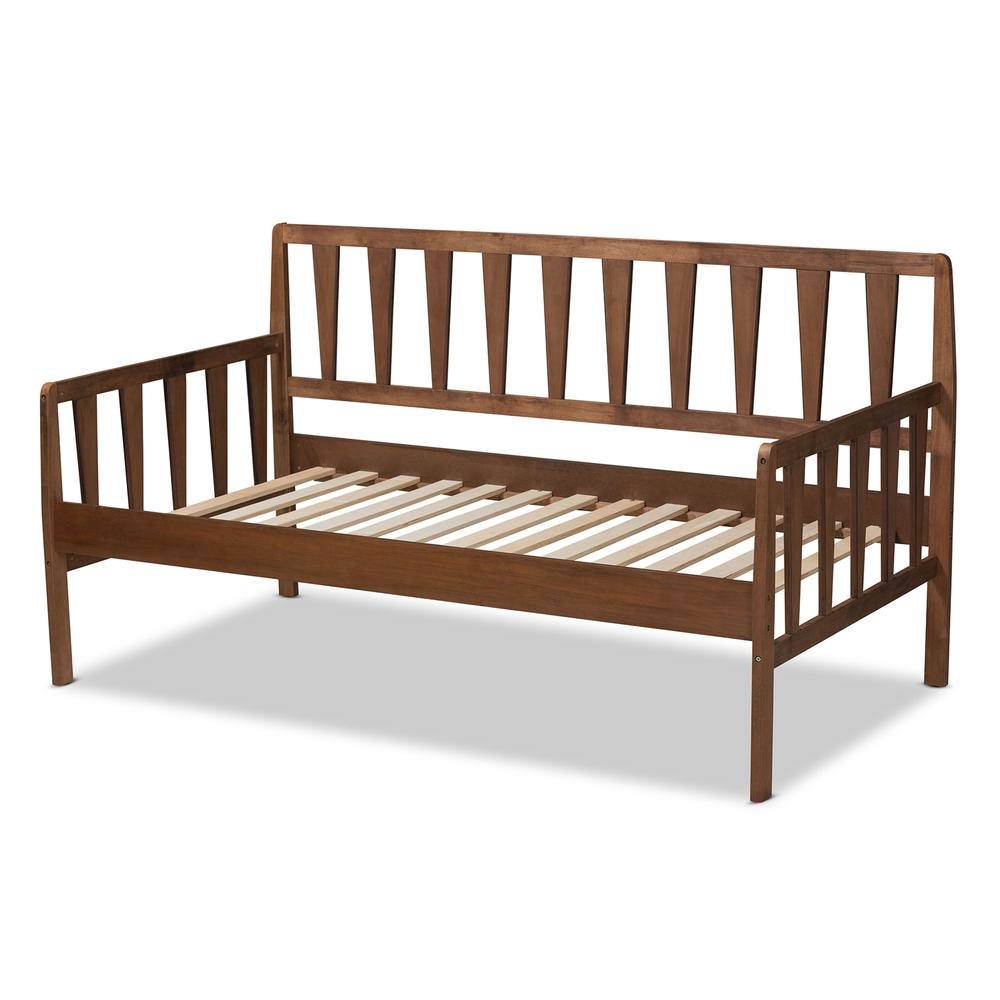 Transitional Walnut Brown Finished Wood Twin Size Daybed