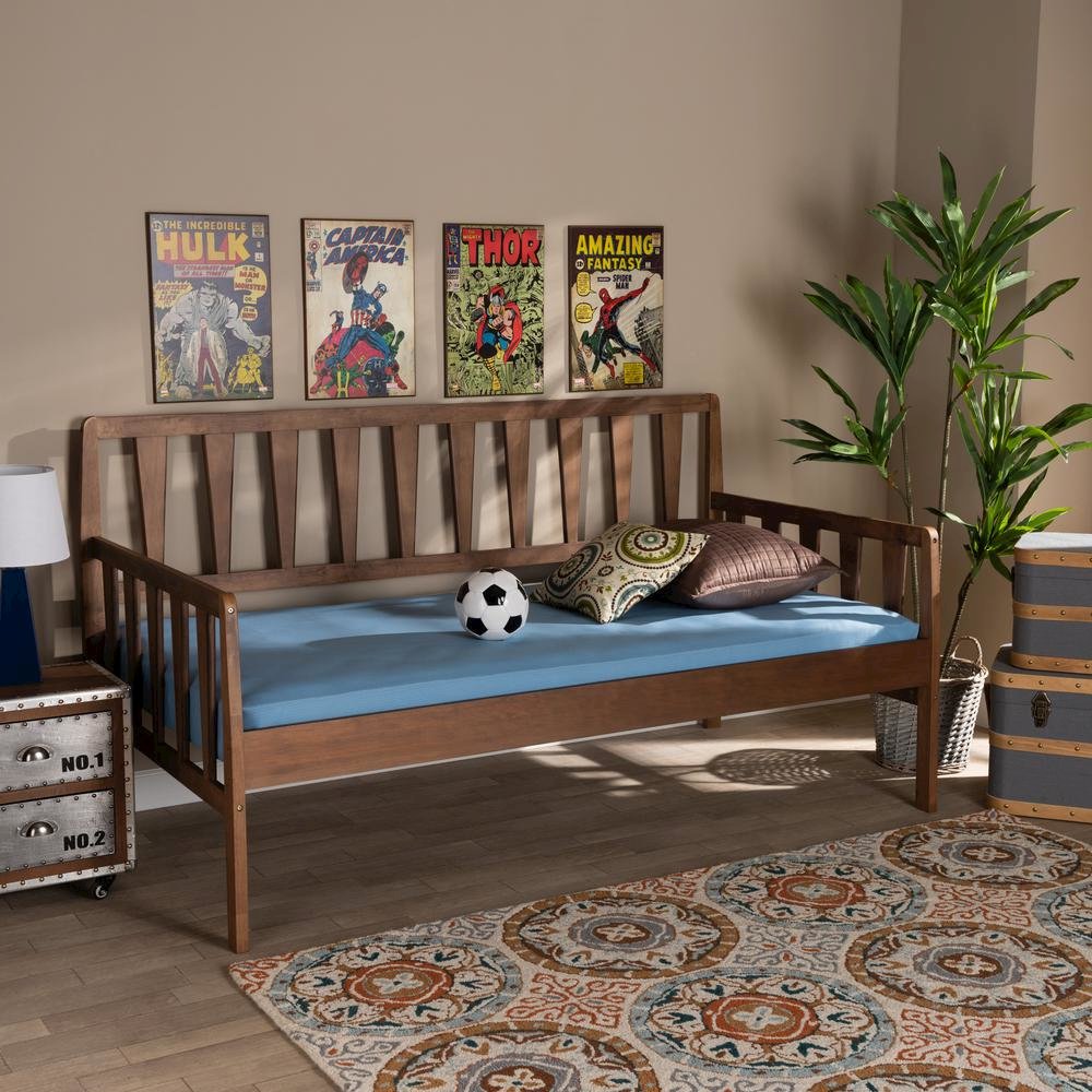 Transitional Walnut Brown Finished Wood Twin Size Daybed
