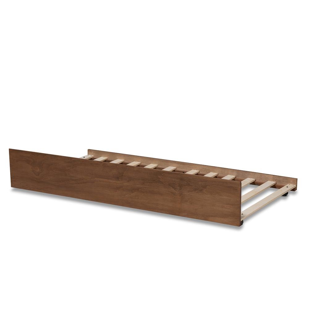Transitional Walnut Brown Finished Wood Twin Size Trundle Bed