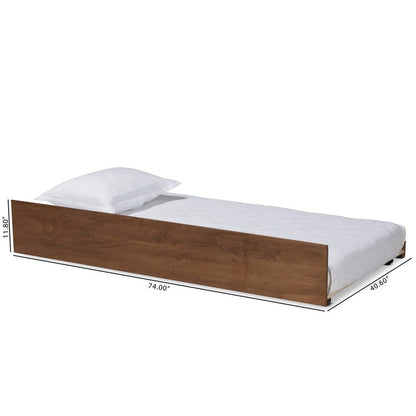 Transitional Walnut Brown Finished Wood Twin Size Trundle Bed