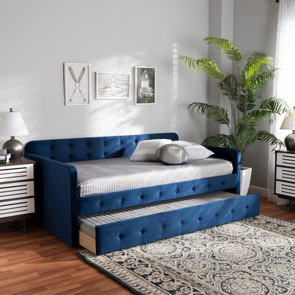 Button Tufted Twin Size Daybed with Trundle