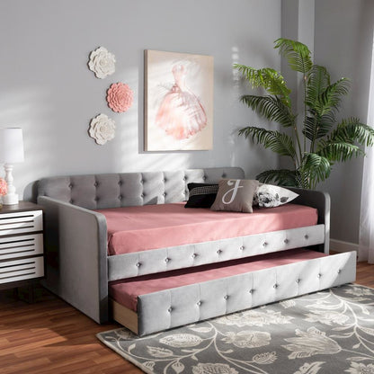 Button Tufted Twin Size Daybed with Trundle