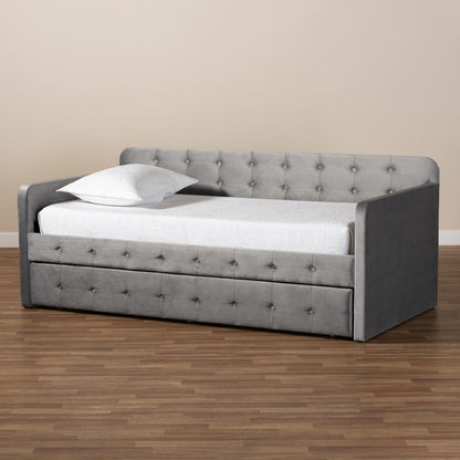 Button Tufted Twin Size Daybed with Trundle
