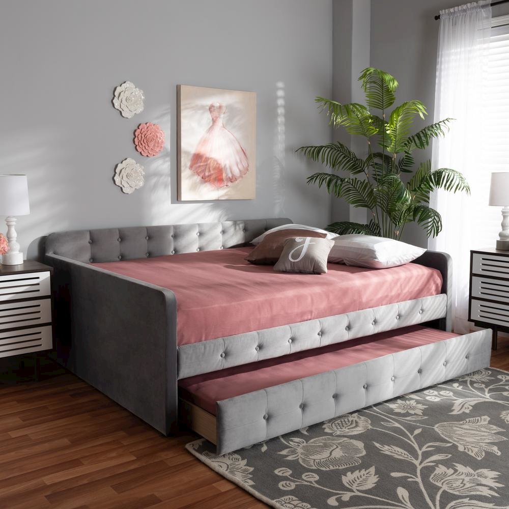 Button Tufted Full Size Daybed with Trundle