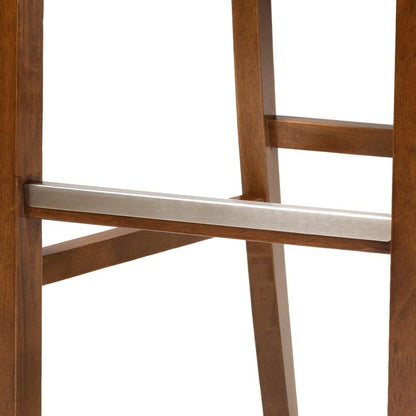 Grey Fabric Upholstered and Walnut Brown Finished Wood 2-Piece Bar Stool Set