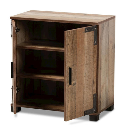 Farmhouse Rustic Finished Wood 2-Door Shoe Cabinet