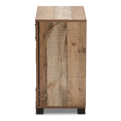 Farmhouse Rustic Finished Wood 2-Door Shoe Cabinet