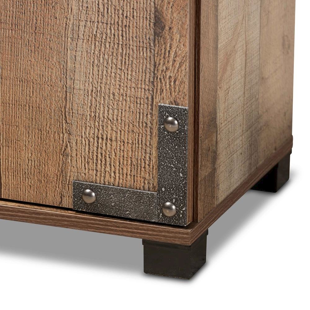 Farmhouse Rustic Finished Wood 2-Door Shoe Cabinet