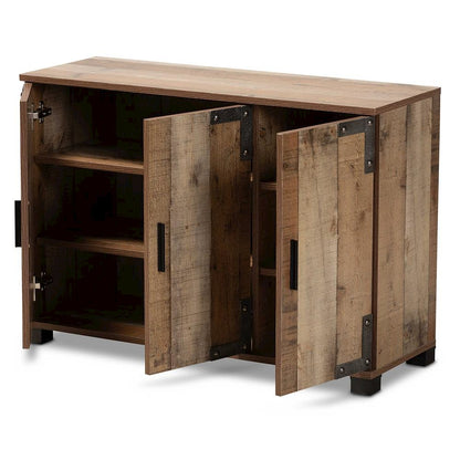 Farmhouse Rustic Finished Wood 3-Door Shoe Cabinet