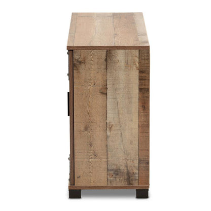 Farmhouse Rustic Finished Wood 3-Door Shoe Cabinet