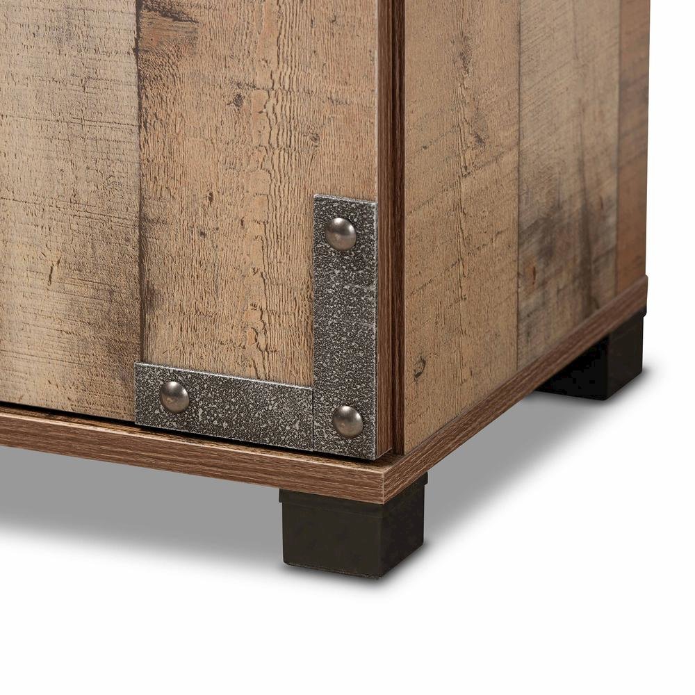 Farmhouse Rustic Finished Wood 3-Door Shoe Cabinet