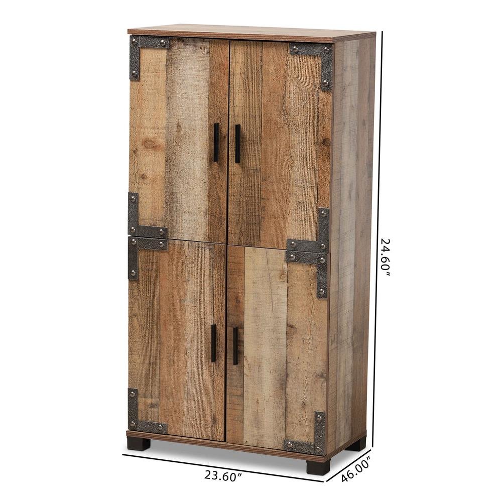 Farmhouse Rustic Finished Wood 4-Door Shoe Cabinet