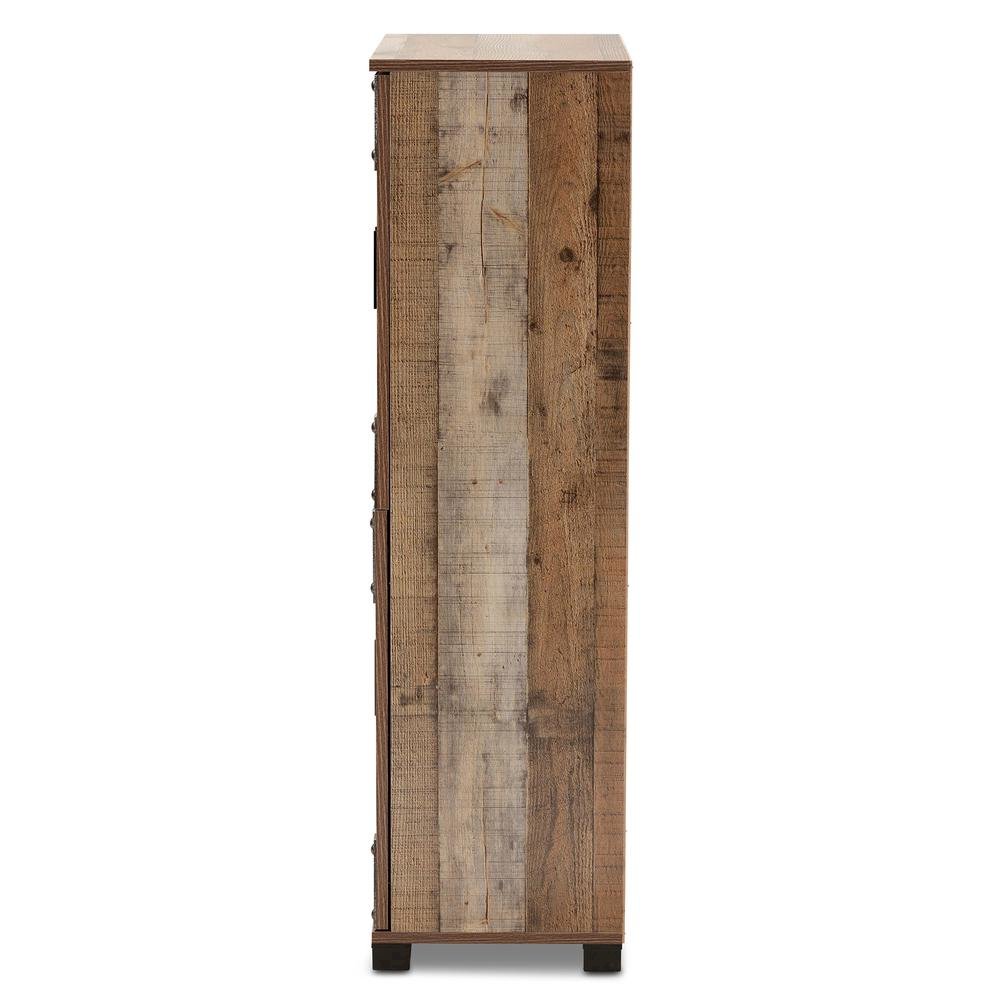 Farmhouse Rustic Finished Wood 4-Door Shoe Cabinet