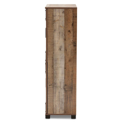 Farmhouse Rustic Finished Wood 4-Door Shoe Cabinet