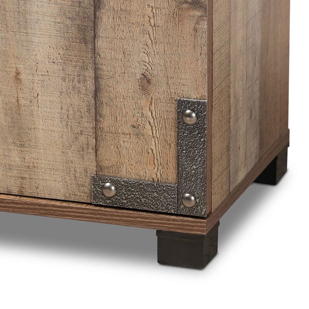 Farmhouse Rustic Finished Wood 4-Door Shoe Cabinet