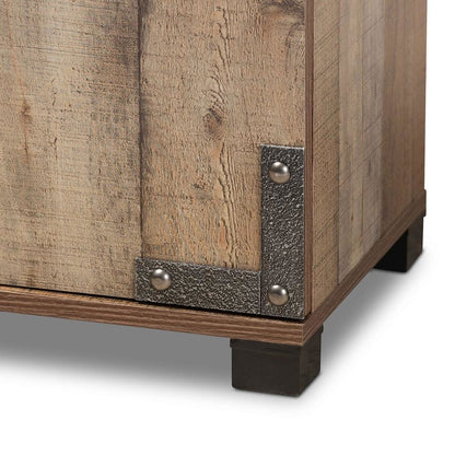 Farmhouse Rustic Finished Wood 4-Door Shoe Cabinet