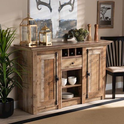 Farmhouse Rustic Finished Wood 2-Door Dining Room Sideboard Buffet