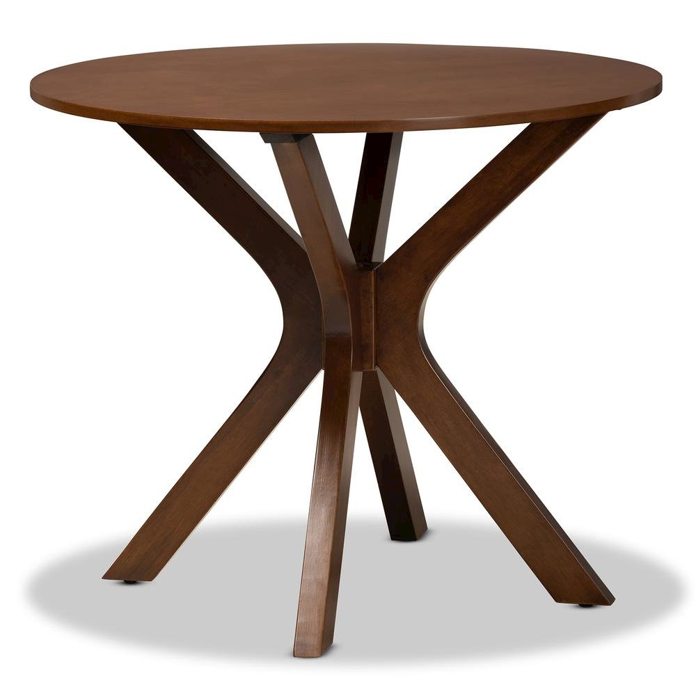 Walnut Brown Finished 34-Inch-Wide Round Wood Dining Table