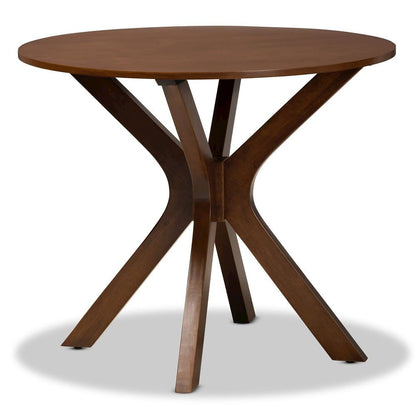 Walnut Brown Finished 34-Inch-Wide Round Wood Dining Table