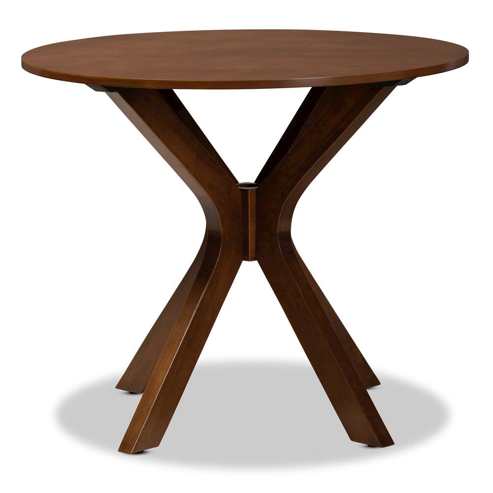 Walnut Brown Finished 34-Inch-Wide Round Wood Dining Table
