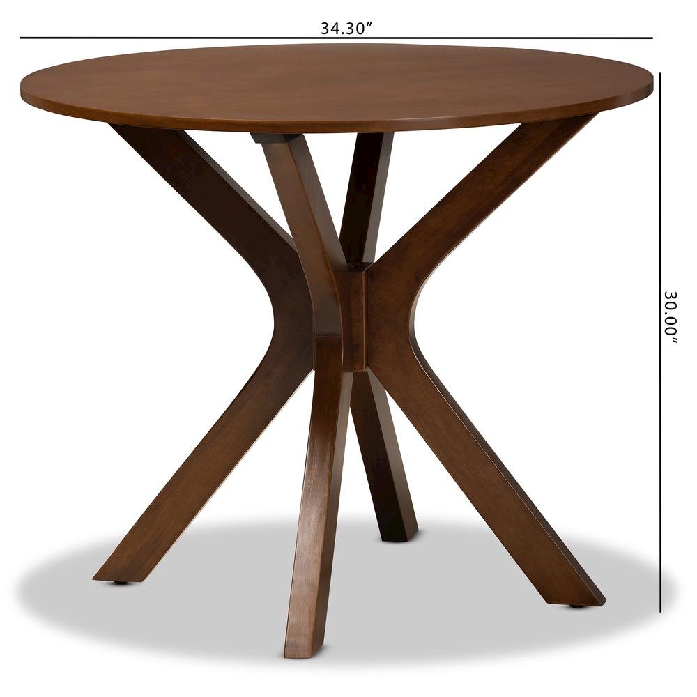 Walnut Brown Finished 34-Inch-Wide Round Wood Dining Table