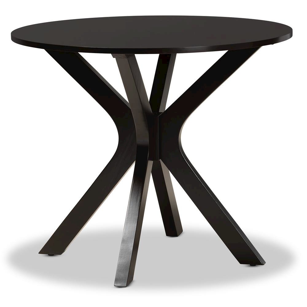Dark Brown Finished 34-Inch-Wide Round Wood Dining Table