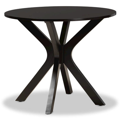 Dark Brown Finished 34-Inch-Wide Round Wood Dining Table
