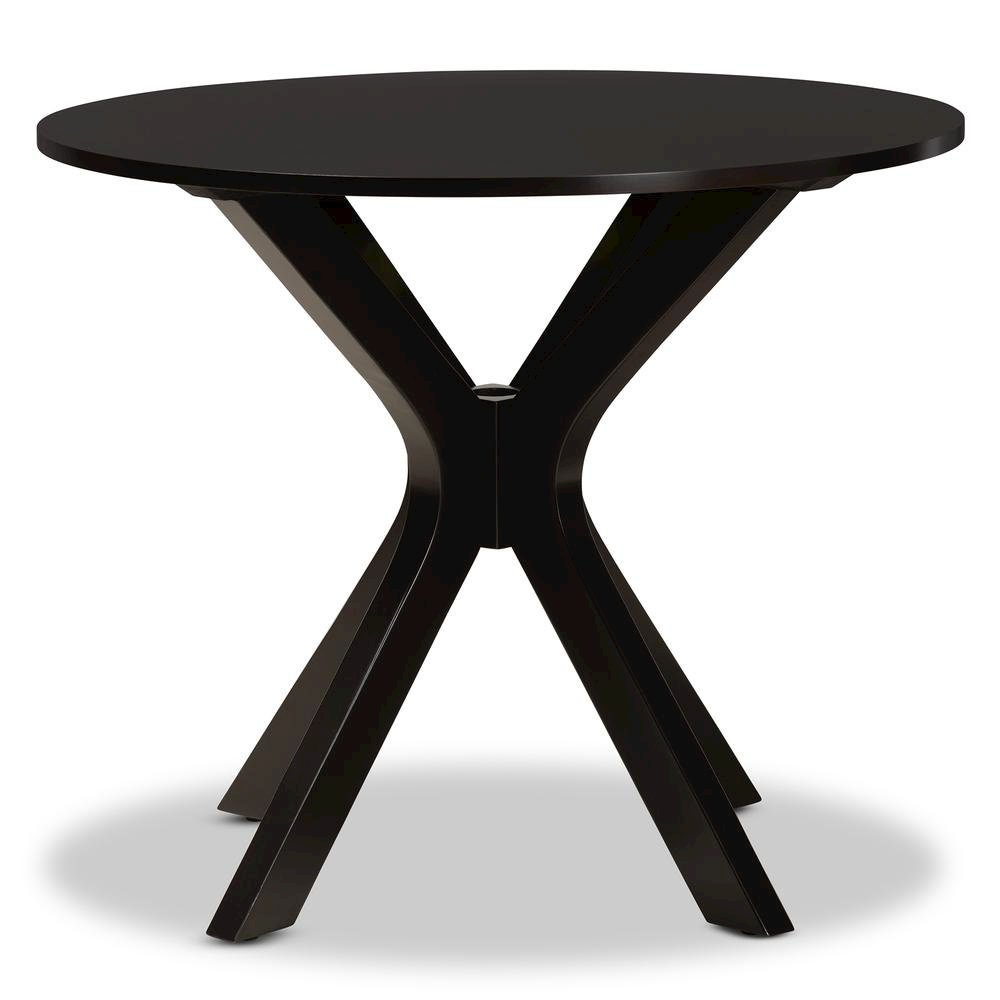 Dark Brown Finished 34-Inch-Wide Round Wood Dining Table