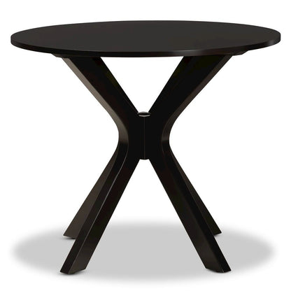Dark Brown Finished 34-Inch-Wide Round Wood Dining Table