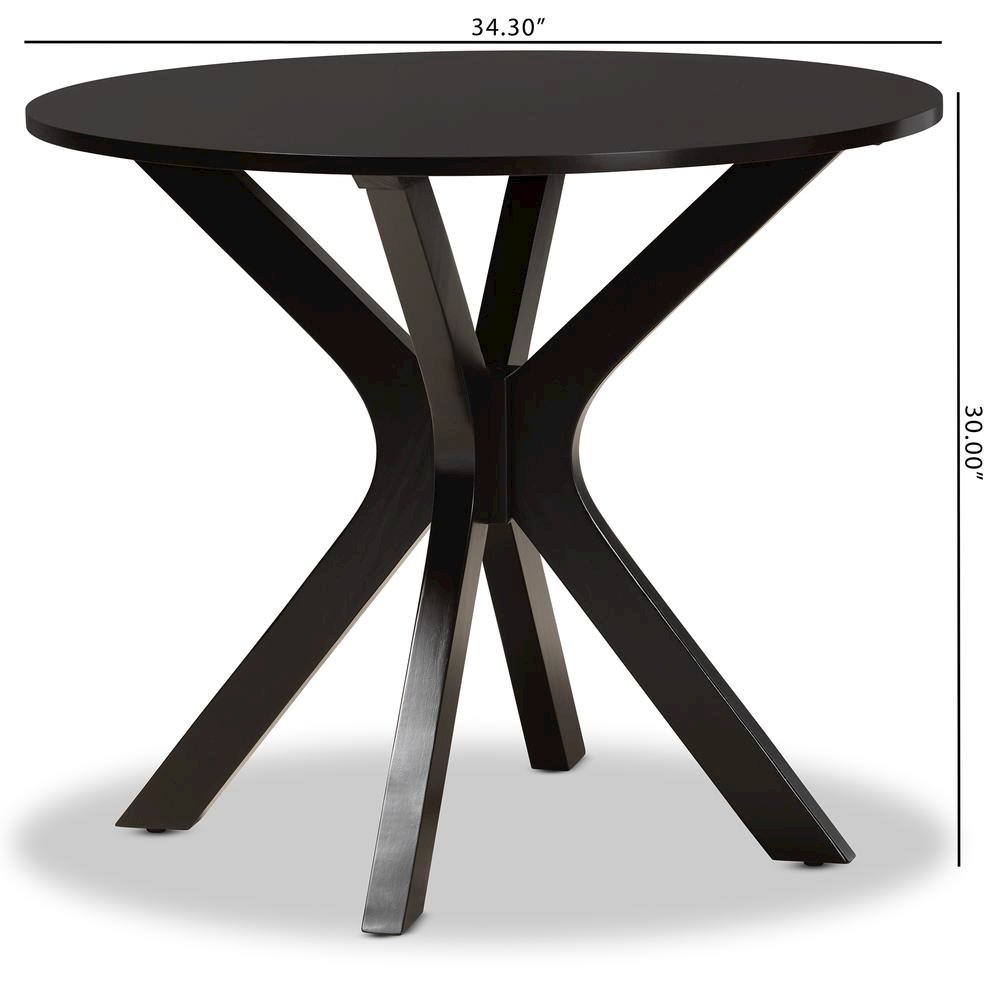 Dark Brown Finished 34-Inch-Wide Round Wood Dining Table