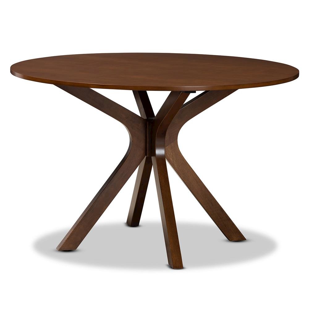 Walnut Brown Finished 45-Inch-Wide Round Wood Dining Table