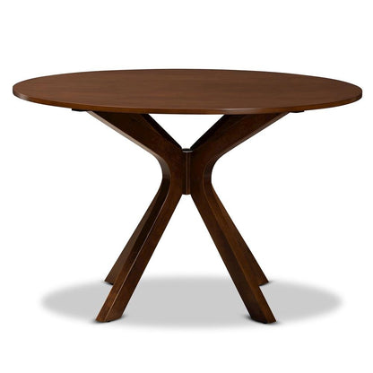 Walnut Brown Finished 45-Inch-Wide Round Wood Dining Table