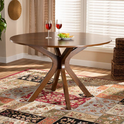 Walnut Brown Finished 45-Inch-Wide Round Wood Dining Table