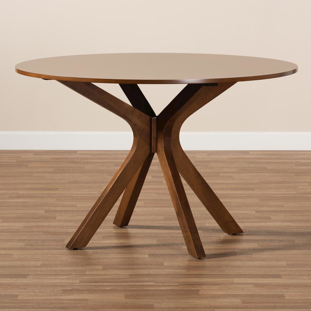 Walnut Brown Finished 45-Inch-Wide Round Wood Dining Table