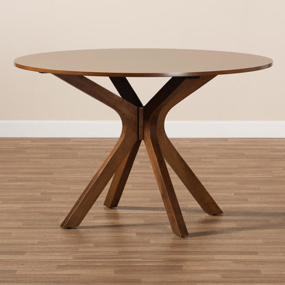 Walnut Brown Finished 45-Inch-Wide Round Wood Dining Table