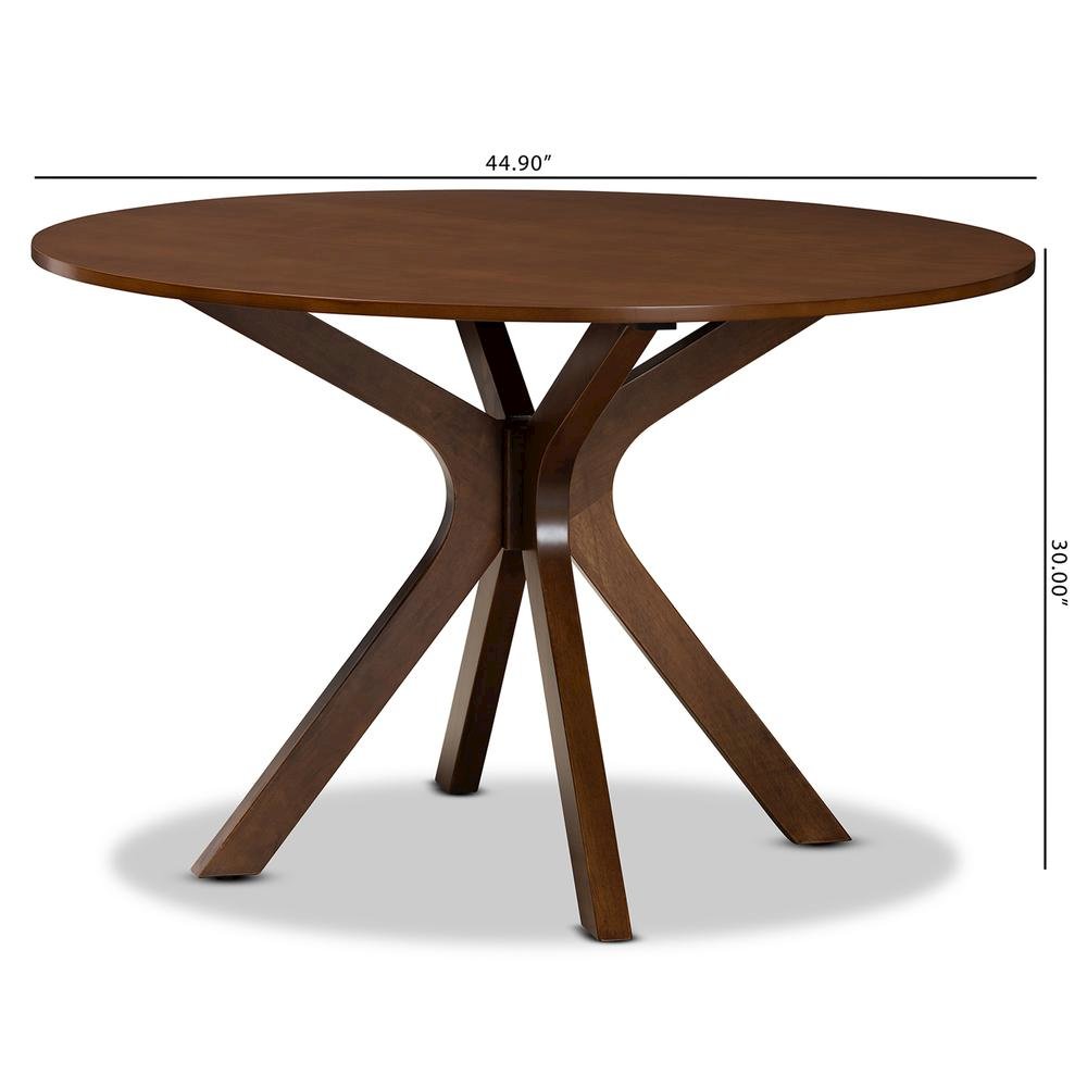 Walnut Brown Finished 45-Inch-Wide Round Wood Dining Table
