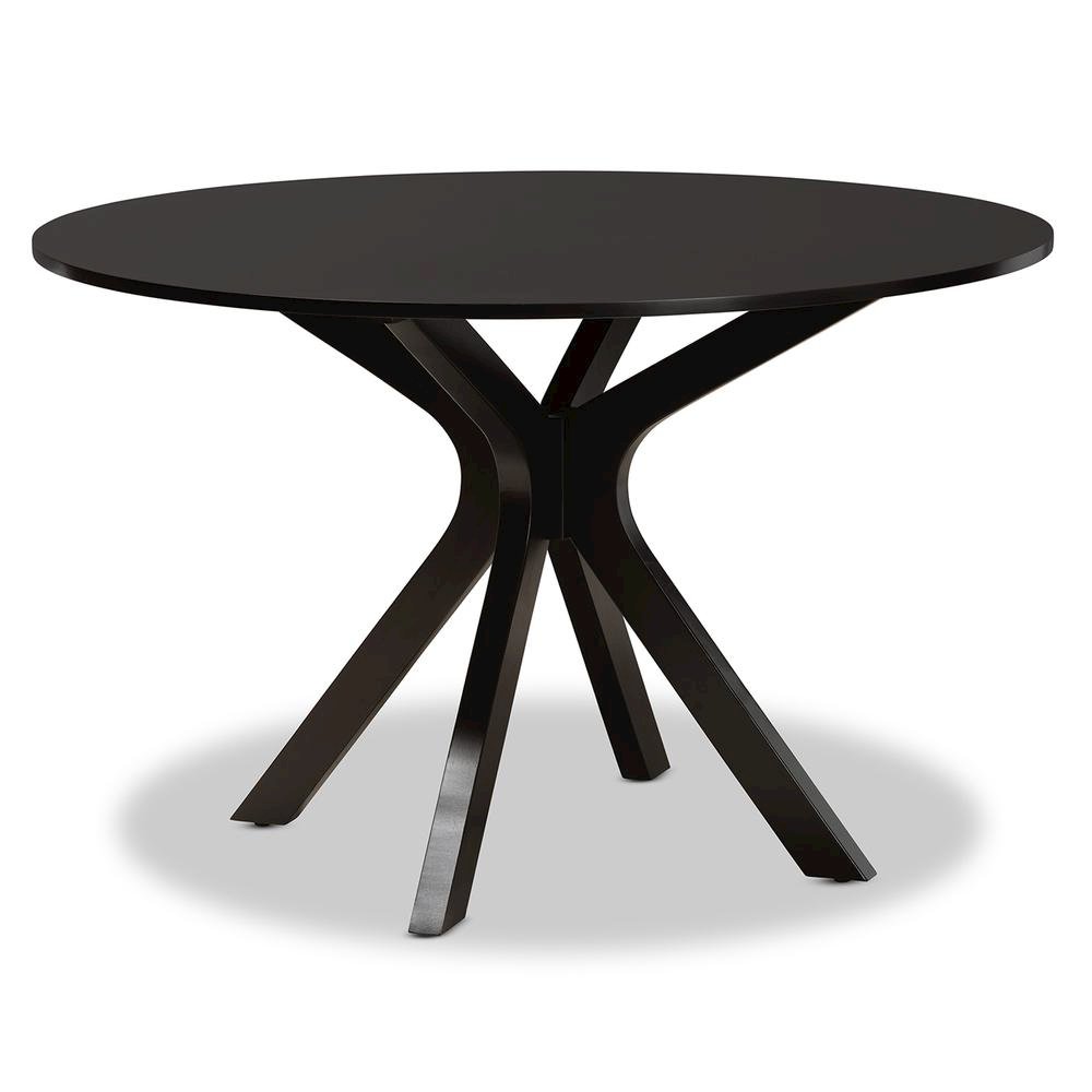 Dark Brown Finished 45-Inch-Wide Round Wood Dining Table