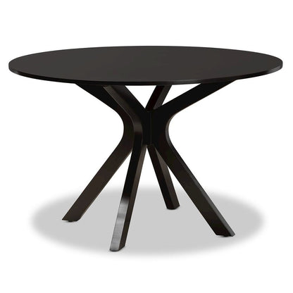 Dark Brown Finished 45-Inch-Wide Round Wood Dining Table