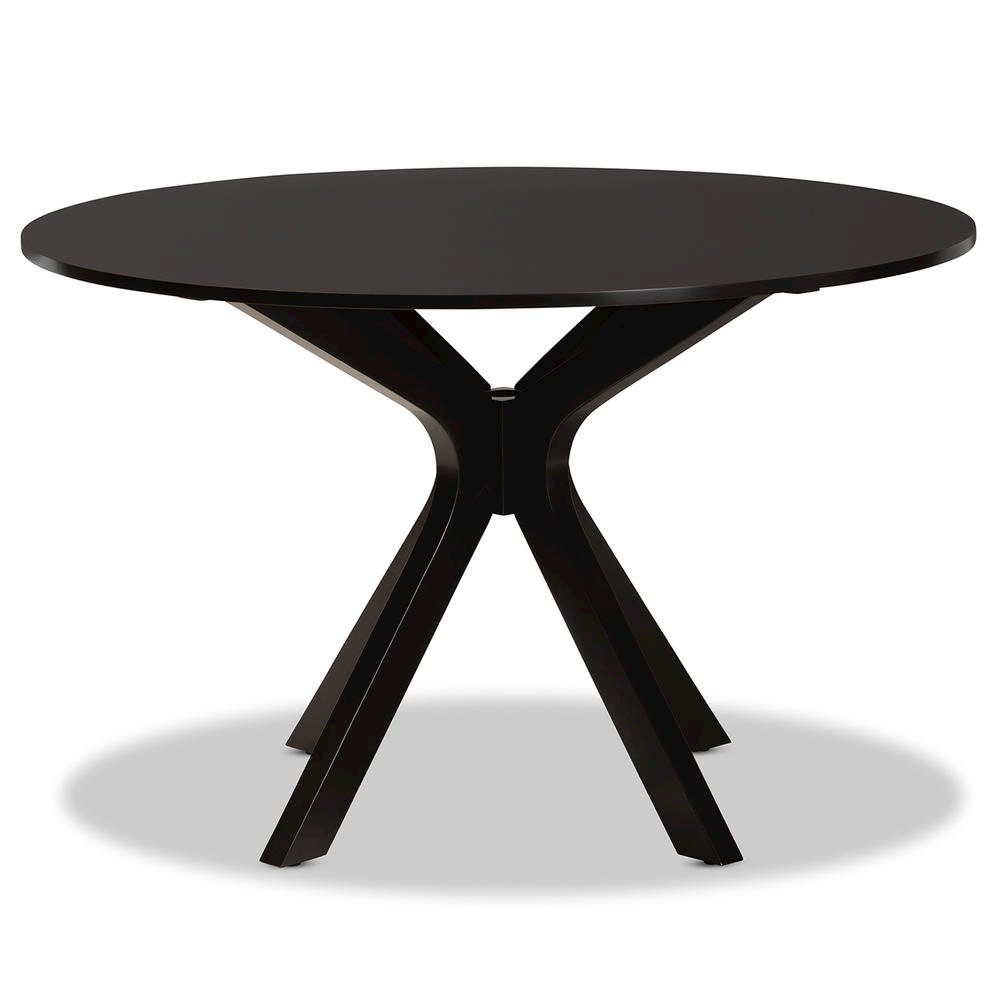 Dark Brown Finished 45-Inch-Wide Round Wood Dining Table