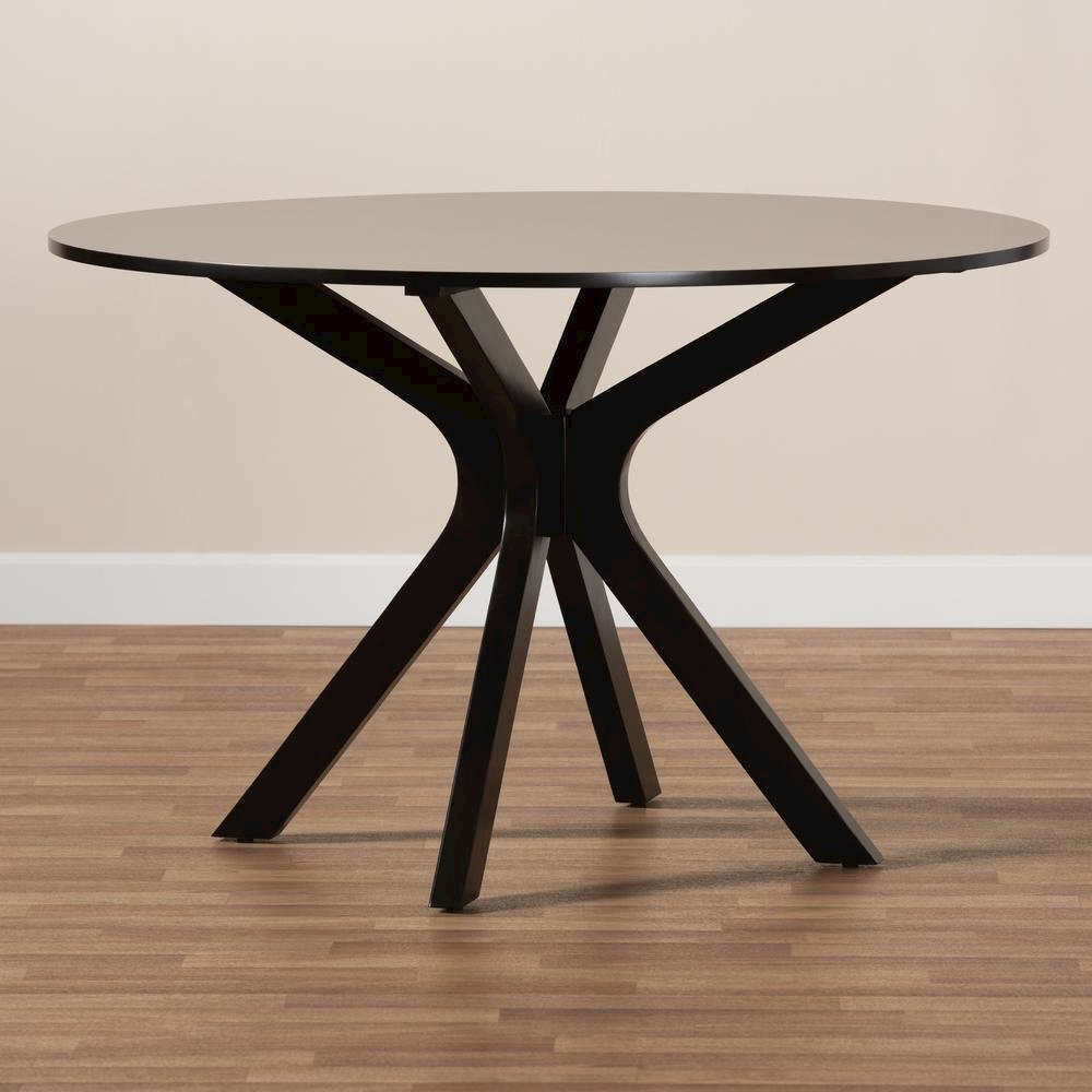 Dark Brown Finished 45-Inch-Wide Round Wood Dining Table