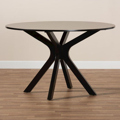 Dark Brown Finished 45-Inch-Wide Round Wood Dining Table