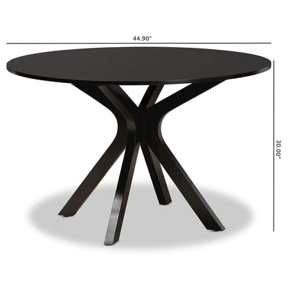 Dark Brown Finished 45-Inch-Wide Round Wood Dining Table