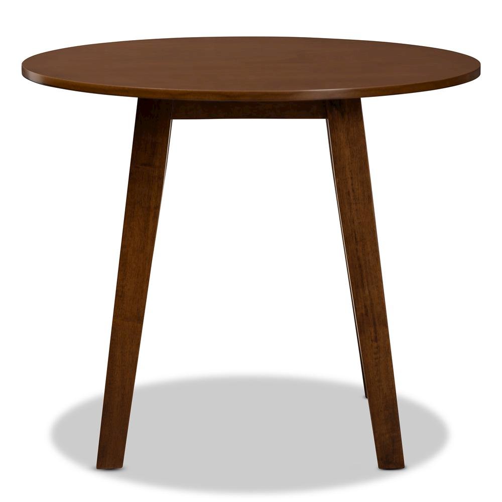 Walnut Brown Finished 35-Inch-Wide Round Wood Dining Table