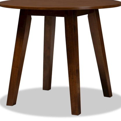 Walnut Brown Finished 35-Inch-Wide Round Wood Dining Table