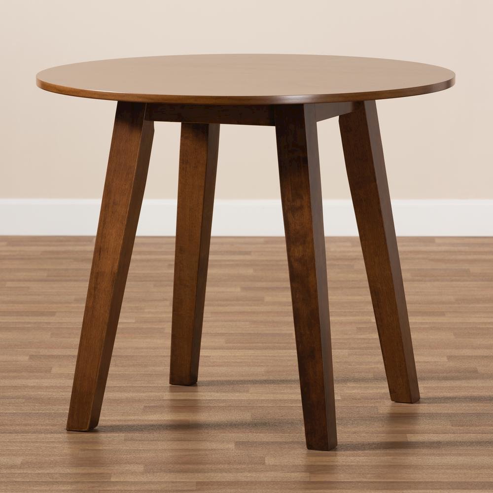 Walnut Brown Finished 35-Inch-Wide Round Wood Dining Table