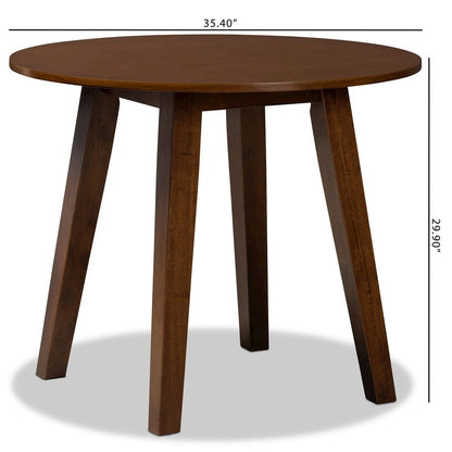 Walnut Brown Finished 35-Inch-Wide Round Wood Dining Table